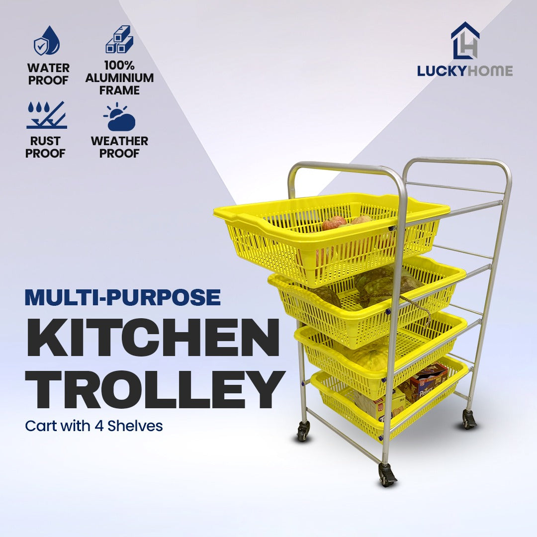 Lucky Home VersaCart? Multi-Purpose Kitchen Trolley Cart with 4 shelves