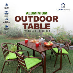 Lucky Home Aluminium Outdoor Table With 4 Chairs Set