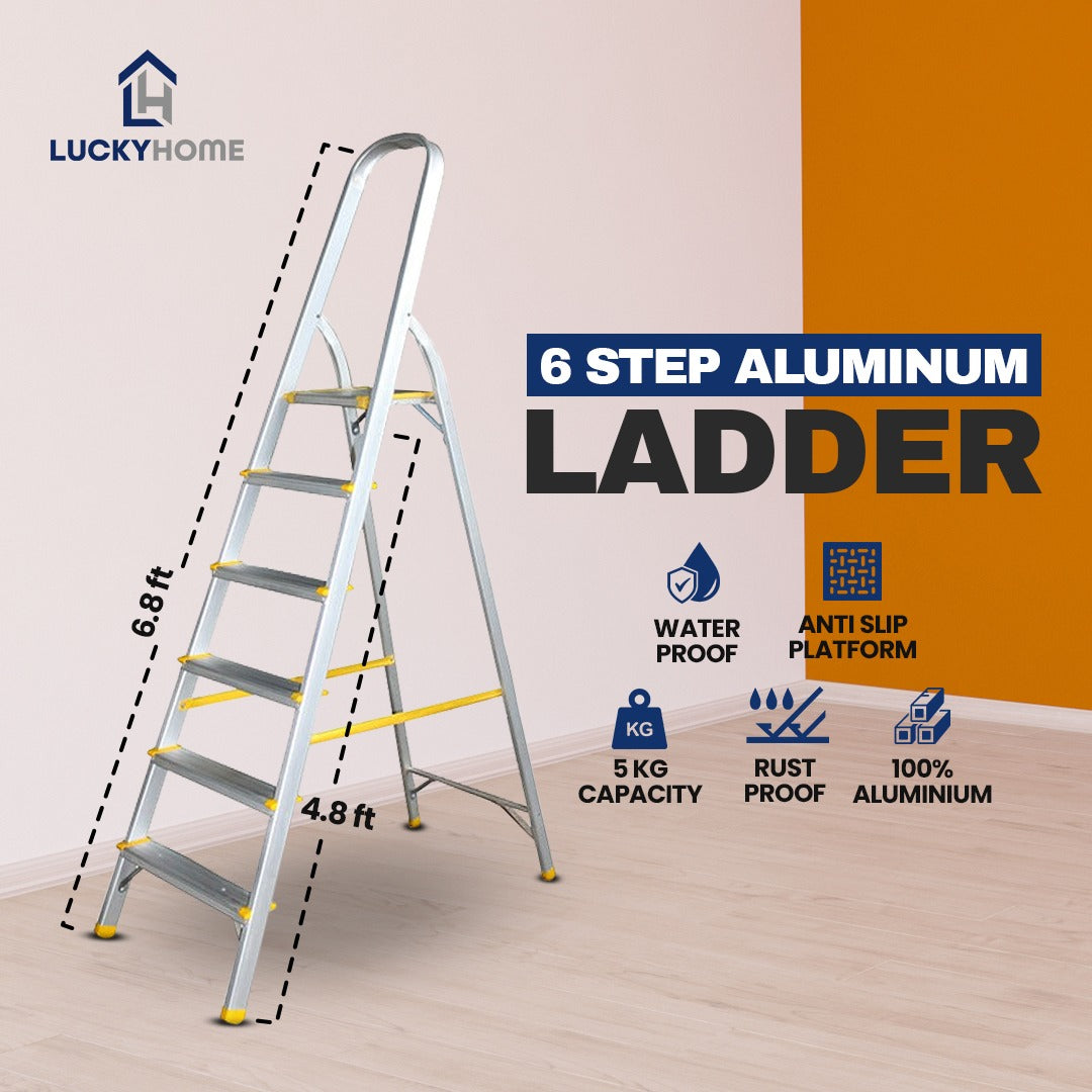 Lucky Home 6 Step Aluminum Ladder LP 6