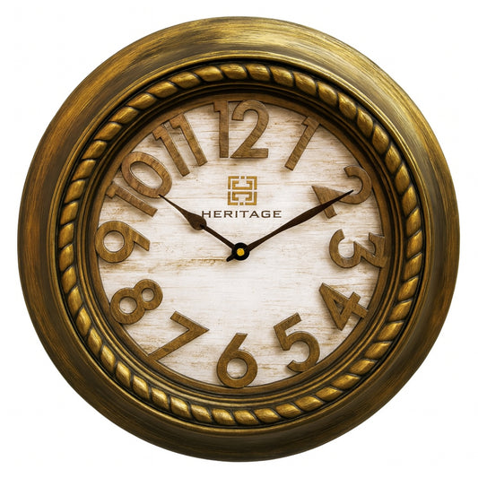 Heritage Wall Clock Ocean 2 – 18 Inch Antique Gold Decorative Wall Clock - Habitt