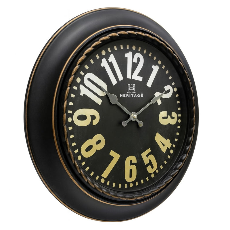Heritage Wall Clock Ocean 2 – 18 Inch Vintage Black Decorative Wall Clock - Habitt
