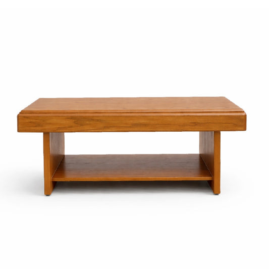 Elan Solid Wood Coffee Table with Open Shelf – Modern Minimalist Living Room Center Table - Habitt