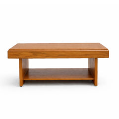 Elan Solid Wood Coffee Table with Open Shelf – Modern Minimalist Living Room Center Table - Habitt