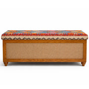 Elan Upholstered Storage Bench with Cane Panel – Solid Wood Ottoman Setti for Living Room & Bedroom - Habitt