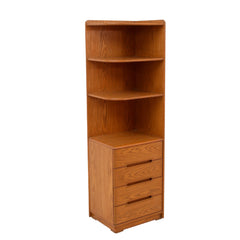 Elan Solid Wood Corner Bookshelf with Drawers – Space-Saving Storage & Display Unit - Habitt