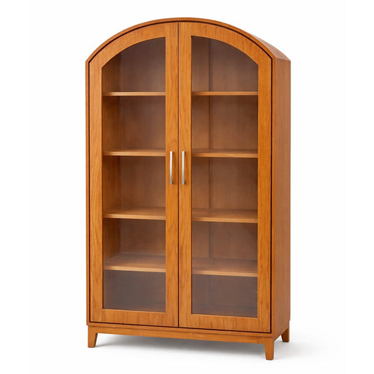 Elan Solid Wood Crockery Unit with Glass Doors – Modern Display Cabinet for Dining & Living Room - Habitt