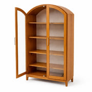 Elan Solid Wood Crockery Unit with Glass Doors – Modern Display Cabinet for Dining & Living Room - Habitt