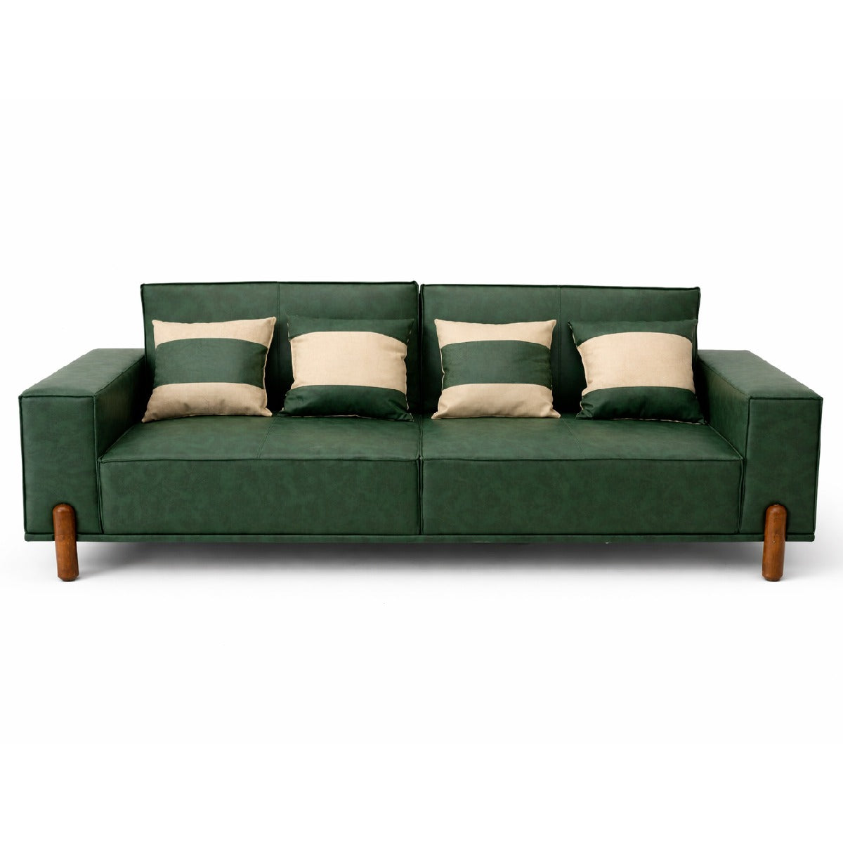 Elan 3 Seater Sofa – Modern Upholstered Fabric Couch with Solid Wood Legs - Habitt