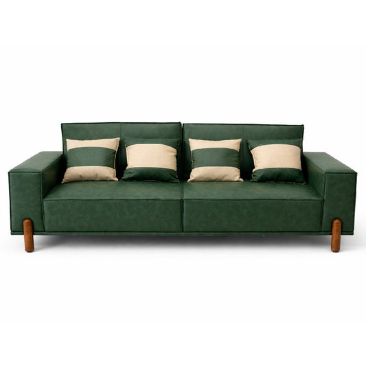 Elan 3 Seater Sofa – Modern Upholstered Fabric Couch with Solid Wood Legs - Habitt