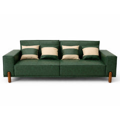 Elan 3 Seater Sofa – Modern Upholstered Fabric Couch with Solid Wood Legs - Habitt
