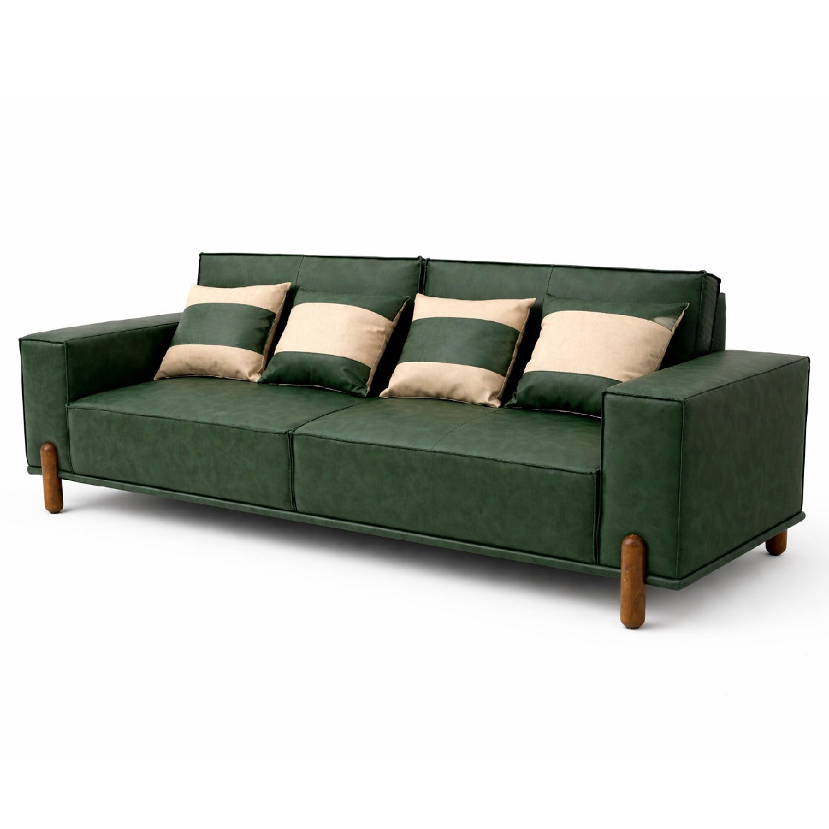 Elan 3 Seater Sofa – Modern Upholstered Fabric Couch with Solid Wood Legs - Habitt