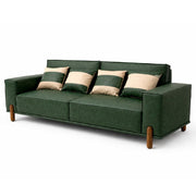 Elan 3 Seater Sofa – Modern Upholstered Fabric Couch with Solid Wood Legs - Habitt