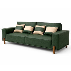 Elan 3 Seater Sofa – Modern Upholstered Fabric Couch with Solid Wood Legs - Habitt