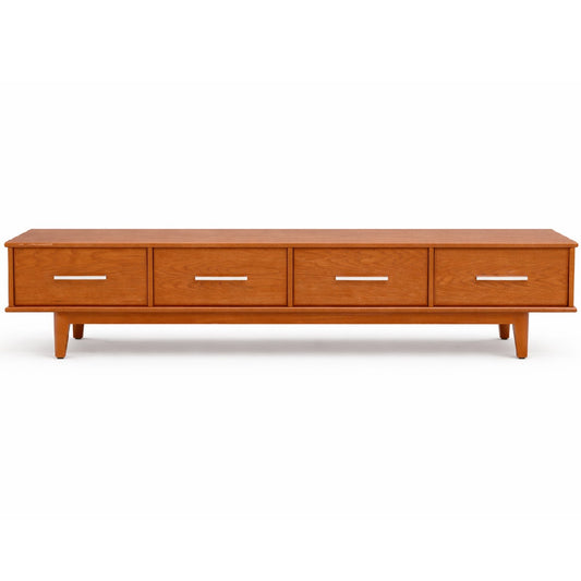 Elan Solid Wood TV Unit with Drawers – Mid-Century Modern Media Console for Living Room - Habitt