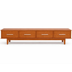 Elan Solid Wood TV Unit with Drawers – Mid-Century Modern Media Console for Living Room - Habitt