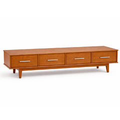 Elan Solid Wood TV Unit with Drawers – Mid-Century Modern Media Console for Living Room - Habitt