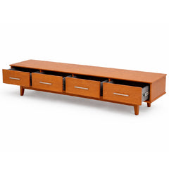Elan Solid Wood TV Unit with Drawers – Mid-Century Modern Media Console for Living Room - Habitt