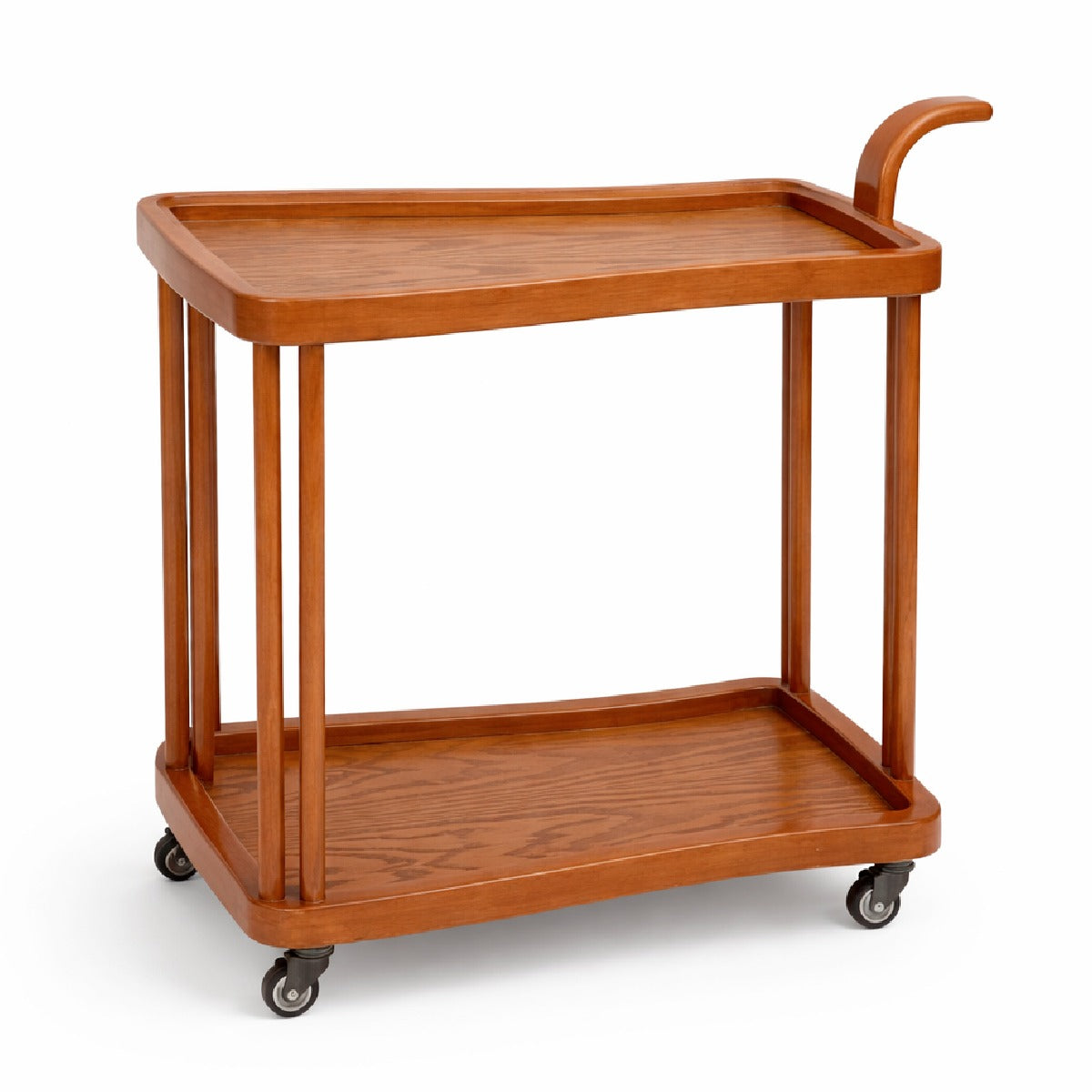 Elan Solid Wood Tea Trolley with Wheels – Modern Serving Cart with Storage Shelf - Habitt