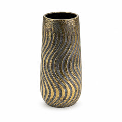 Grey & Gold Ceramic Vase with Swirl Design | Modern Decorative Flower Vase for Home Décor