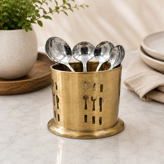 Stainless Steel Golden Cutlery Holder – Kitchen & Dining Utensil Organizer