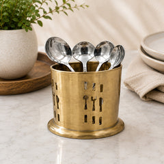 Stainless Steel Golden Cutlery Holder – Kitchen & Dining Utensil Organizer