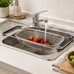 Stainless Steel Foldable Sink Strainer – Extendable Kitchen Fruit & Vegetable Washing Basket