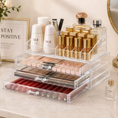 Acrylic Jewelry & Cosmetic Box – Multi-Drawer Makeup and Vanity Organizer