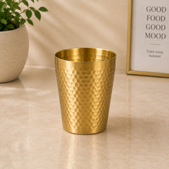 Golden Glass 350ML – Hammered Finish Elegant Drinking Tumbler