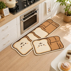 Assorted 2 Pcs Kitchen Rubber Mat Set – Bread Print Kitchen Floor Mats