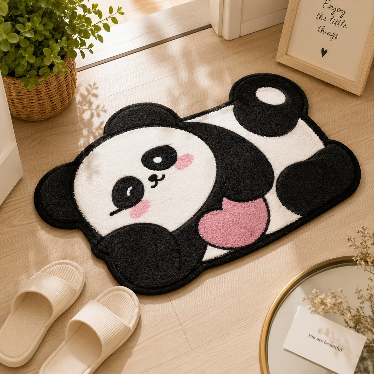 Assorted Cute Panda Rubber Floor Mat – Cartoon Panda Decorative Mat for Home