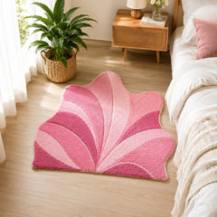 Pink Shell-Shaped Rubber Floor Mat – Soft Decorative Bedroom & Home Rug
