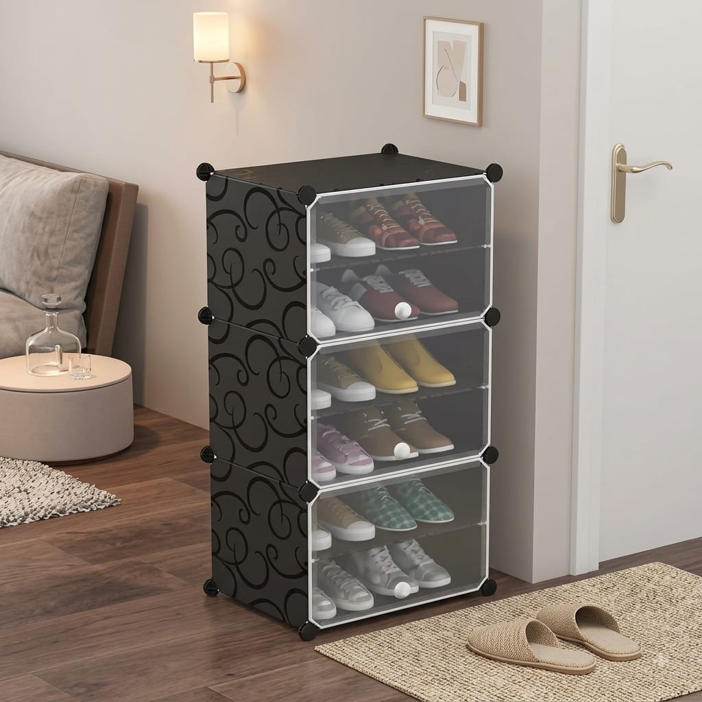 Assorted 3 PARTISION PVC SHOE RACK