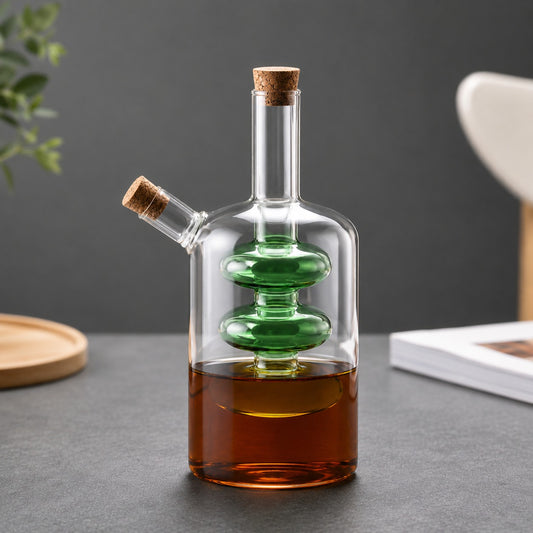 FANCY GLASS OIL BOTTLE TWO SIDED 004