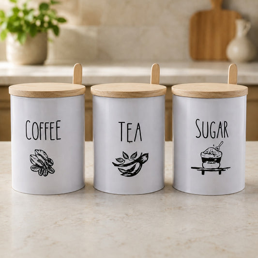 Round Jar Set 3Pcs with Tray – Stylish Kitchen Storage Jars