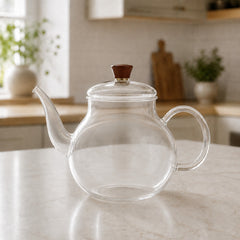 1 Liter Clear Glass Kettle with Glass Handle & Lid – Elegant Tea Pot