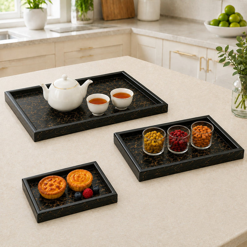 3-Piece Tray Set – Multipurpose Serving Trays for Kitchen, Dining & Home