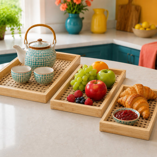3-Piece Tray Set – Multipurpose Serving Trays for Kitchen, Dining & Home