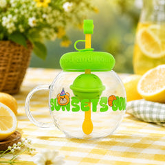 Cute Cartoon Plastic Sipper with Straw & Handle – Kids Drinking Cup