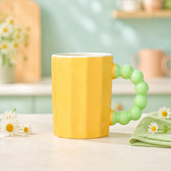 Pastel Ceramic Coffee Mug with Beaded Handle – Cute Tea & Coffee Cup
