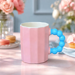 Pastel Ceramic Coffee Mug with Beaded Handle – Cute Tea & Coffee Cup