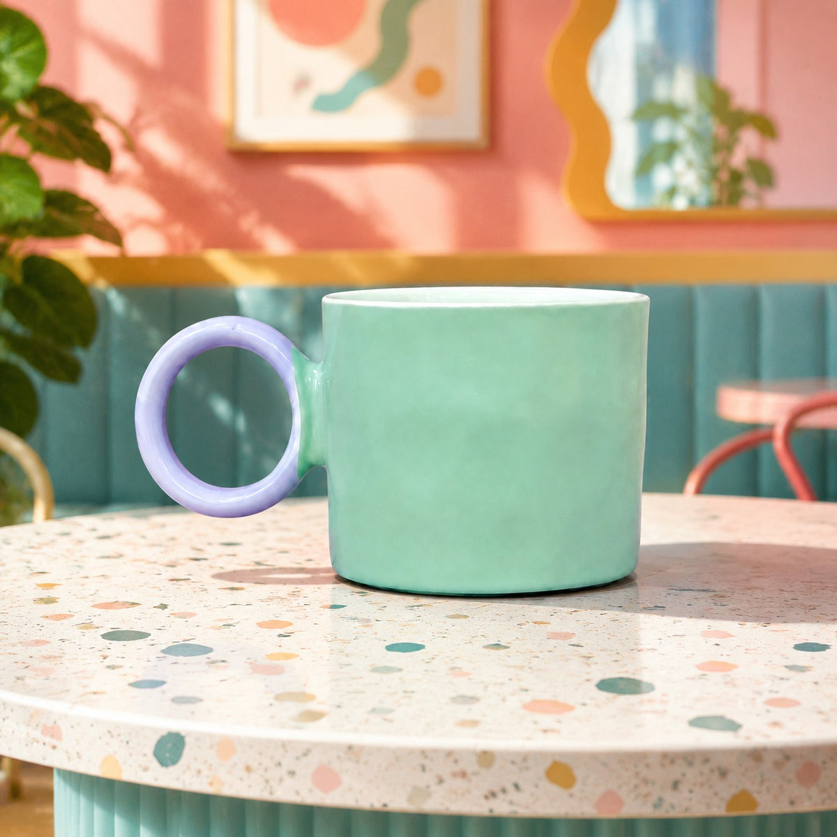 Pastel Ceramic Mug with Round Handle