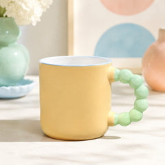 Colourful Ceramic Coffee Mug with Beaded Handle – Cute Tea & Coffee Cup