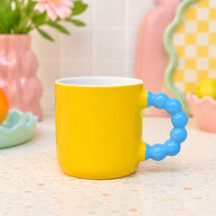 Colourful Ceramic Coffee Mug with Beaded Handle – Cute Tea & Coffee Cup