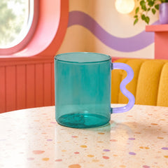 Colourful Glass Mug with Straw