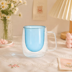 Coloured Double-Wall Glass Mug