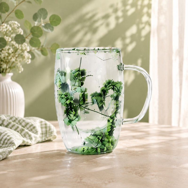 Floral Double-Wall Glass Mug - Assorted