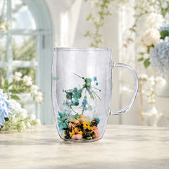 Floral Double-Wall Glass Mug