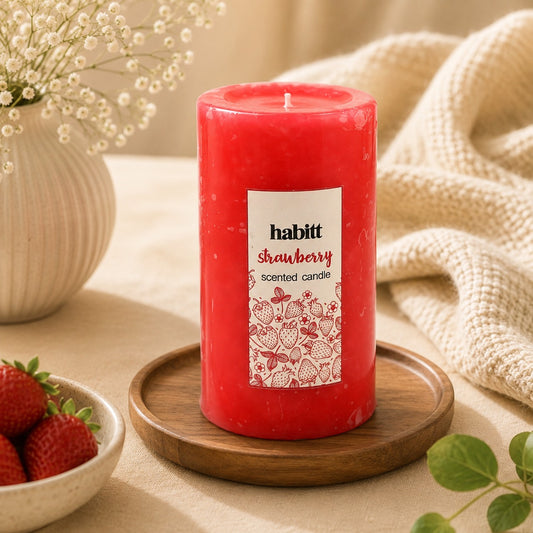 Strawberry Pillar Candle 2x4"