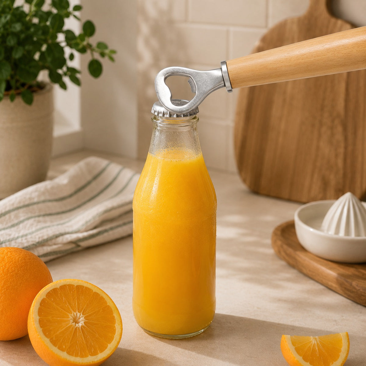 Stainless Steel Bottle Opener with Wooden Handle – Heavy-Duty Bar Tool