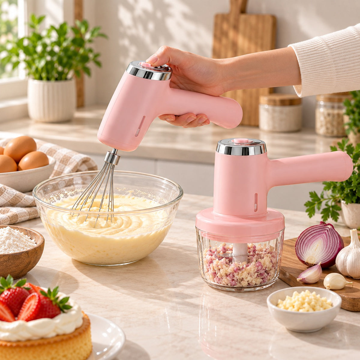 Hand Mixer Electric Egg Beater 1Pc Electric Egg Beater Food Mixer – Portable Rechargeable Mini Chop Habitt